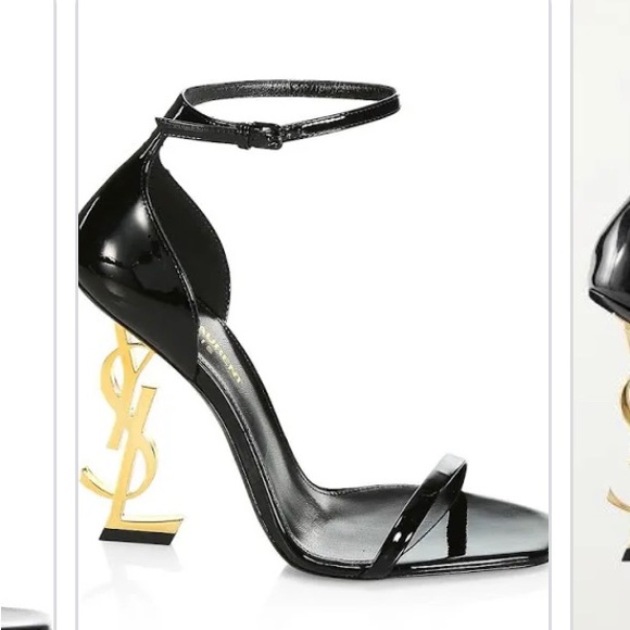 Yves Saint Laurent Black and Gold Stiletto Heels